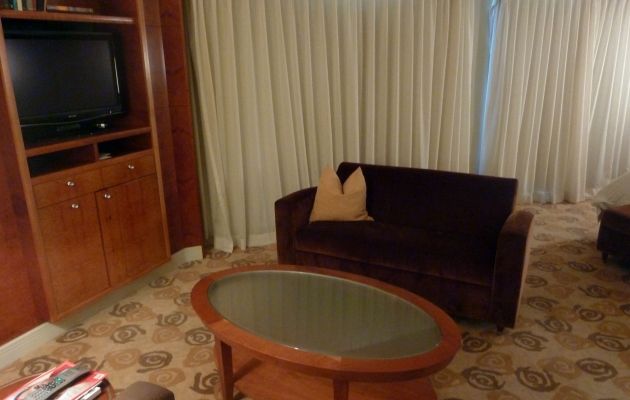 The sitting area and TV - not exactly modern, but in keeping with the hotel's style